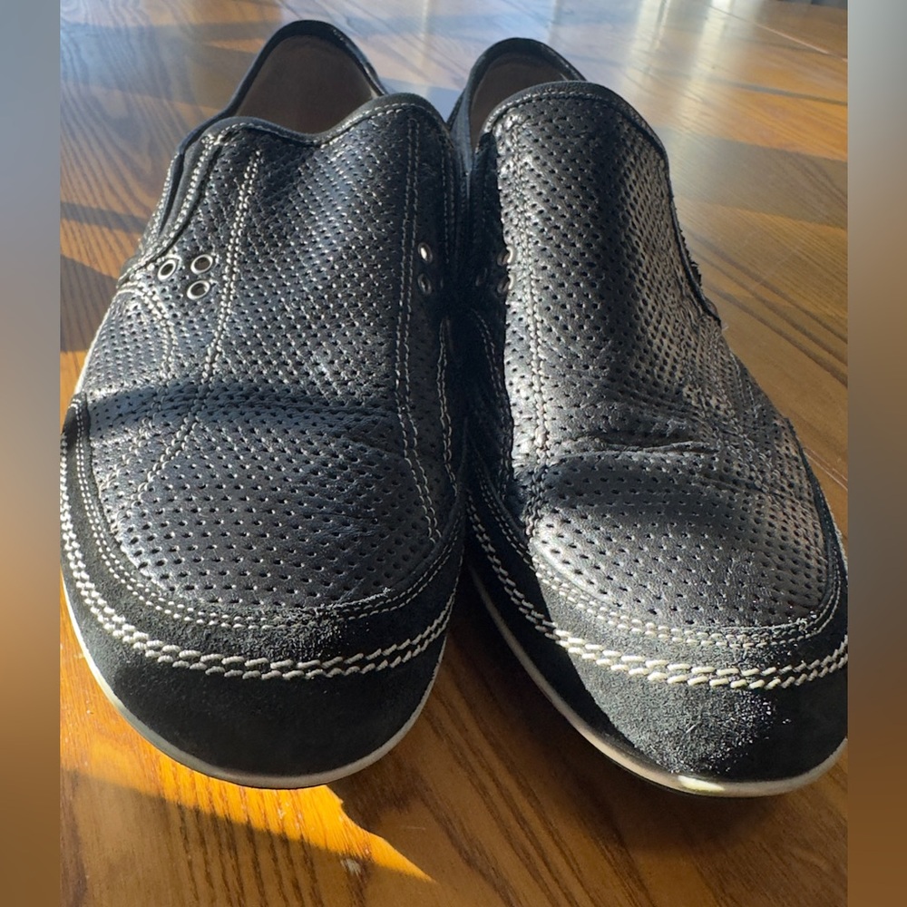 Bacco Bucci Made in Italy Black Perforated Loafers Sz13 (shoe10)